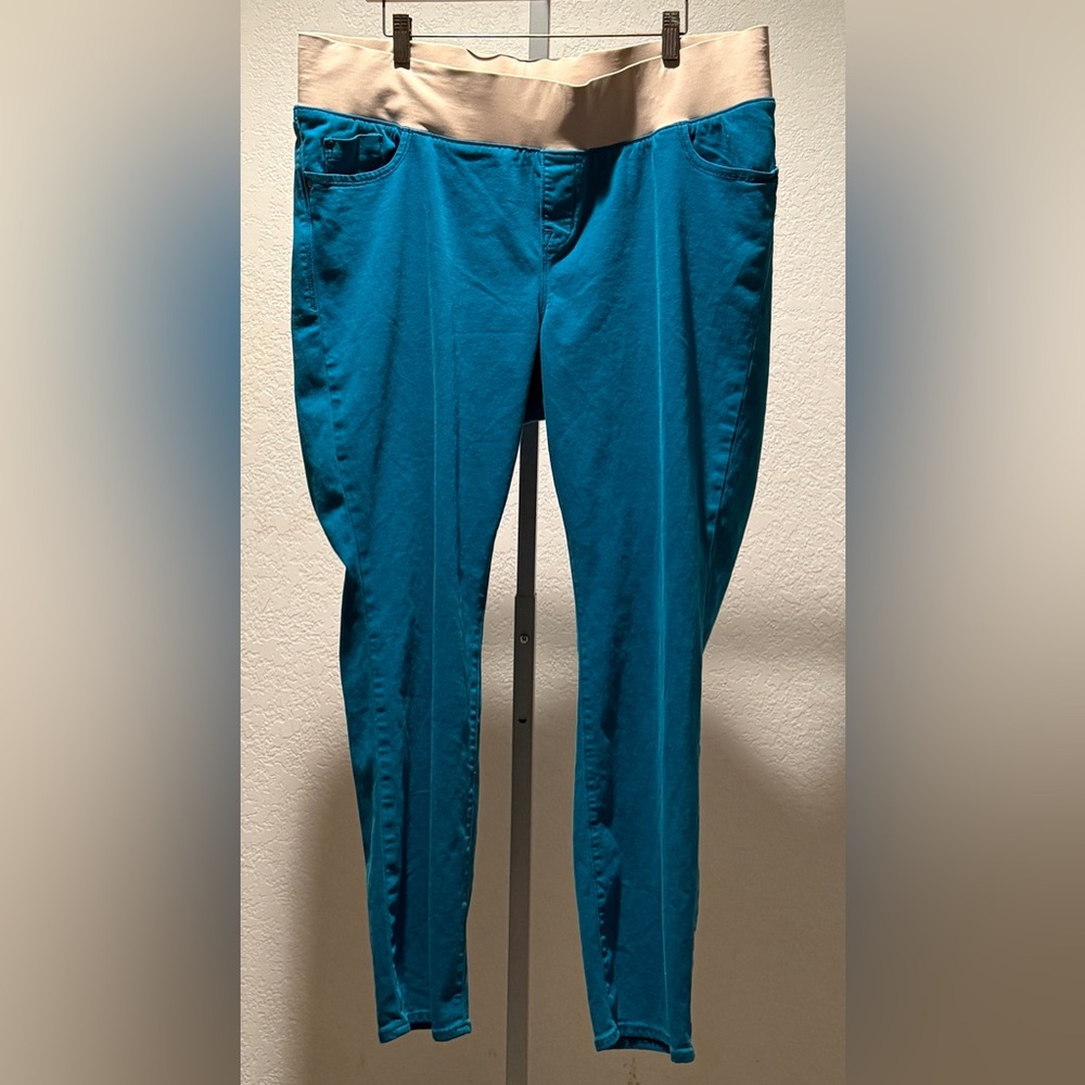 Old Navy Women’s Maternity Skinny Low Rise Knit Panel Blue Pants, Size 18